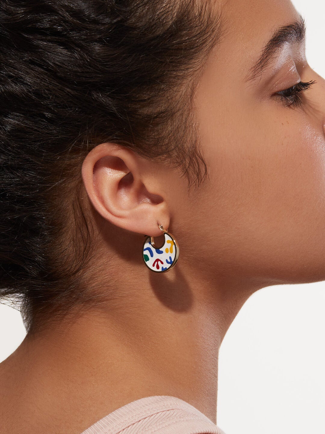 Ana Luisa Jewelry Earrings Enamel Disc Hoops Hana Collage Gold