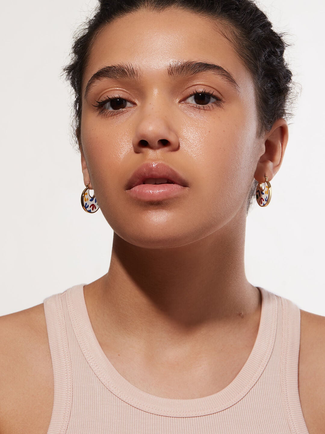 Ana Luisa Jewelry Earrings Enamel Disc Hoops Hana Collage Gold