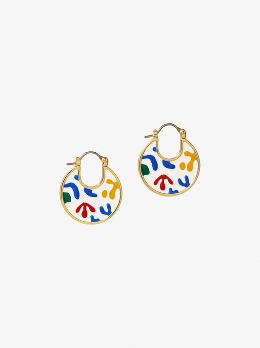 Ana Luisa Jewelry Earrings Enamel Disc Hoops Hana Collage Gold