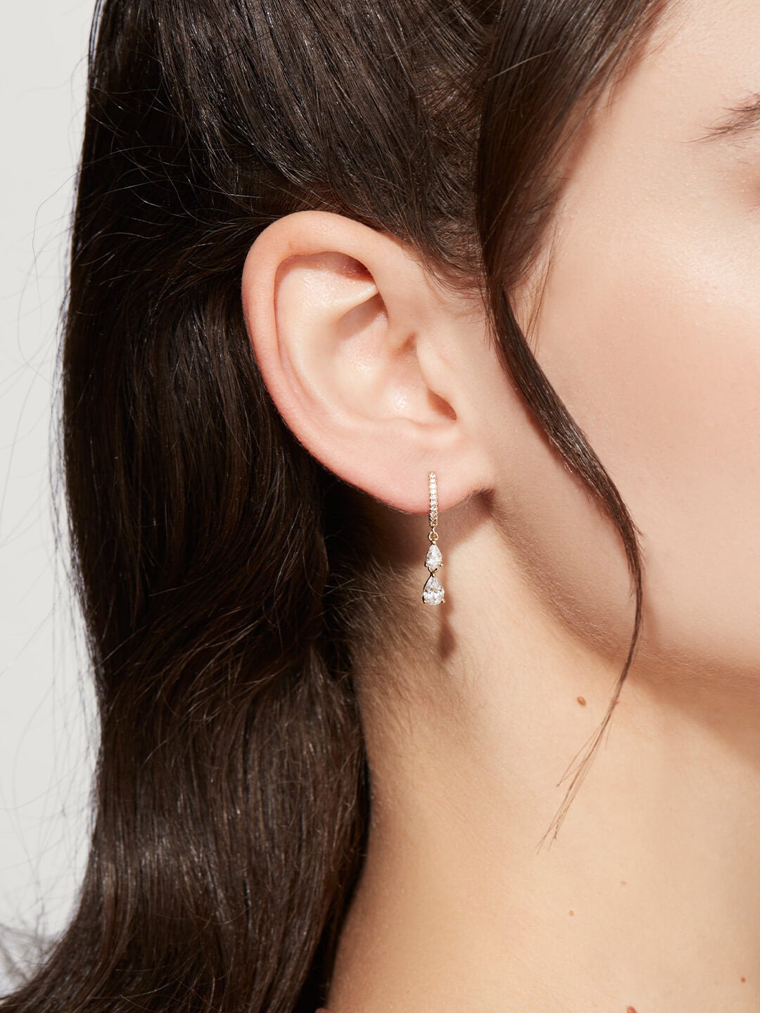 Ana Luisa Jewelry Earrings Hoop Earrings Delicate Double Drop Huggie Hoops Elise Double Gold