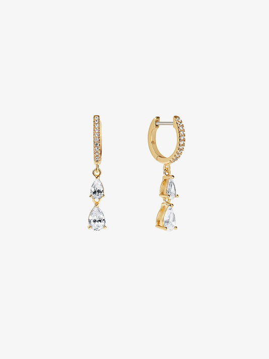 Ana Luisa Jewelry Earrings Hoop Earrings Delicate Double Drop Huggie Hoops Elise Double Gold