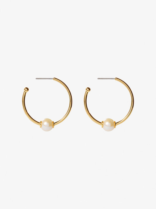 Ana Luisa Jewelry Earrings Hoop Earrings Endless Pearl Hoops Charis Gold