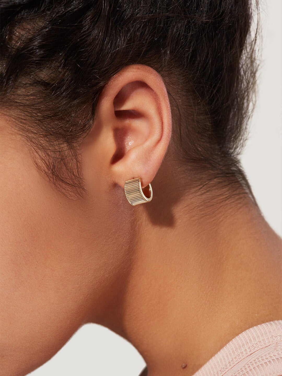 Ana Luisa Jewelry Earrings Hoop Earrings Textured Small Hoops Felicia Pleated Gold