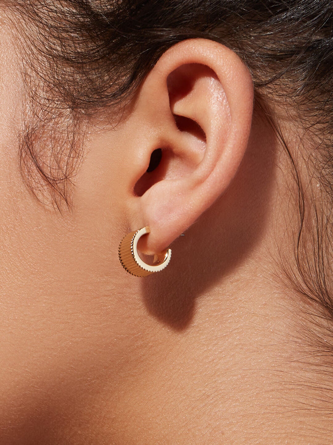 Ana Luisa Jewelry Earrings Hoop Earrings Textured Small Hoops Felicia Pleated Gold