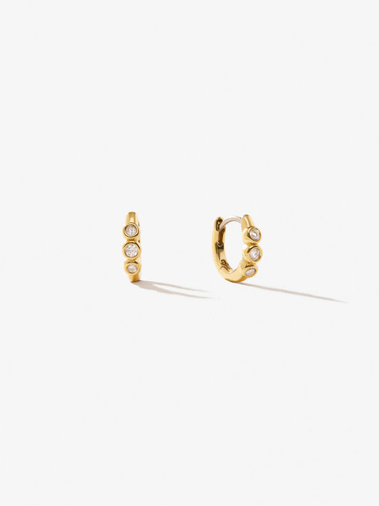 Ana Luisa Jewelry Earrings Huggie Diamond Huggie Earrings Diamond Trio Huggies Silver Diamond