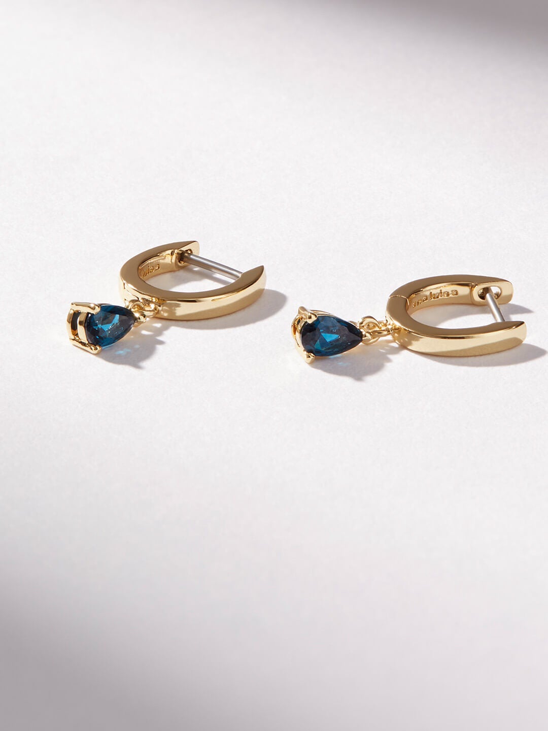 Ana Luisa Jewelry Earrings Huggie Hoop Mini Teardrop Earrings Emme Mini Deep Teal Gold