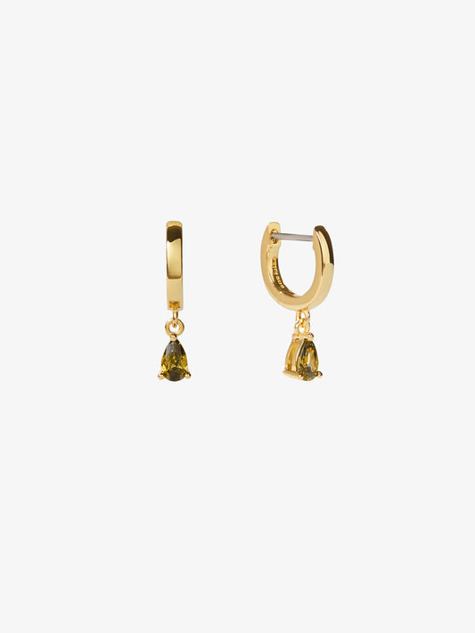 Ana Luisa Jewelry Earrings Huggie Hoop Mini Teardrop Earrings Emme Mini Olive Gold