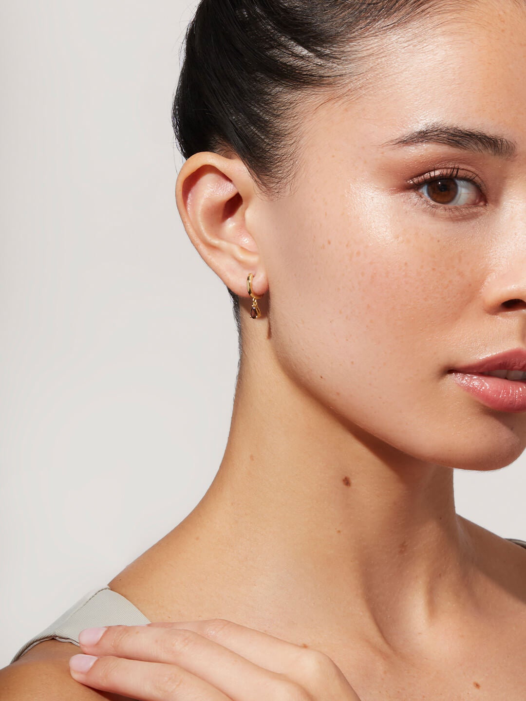 Ana Luisa Jewelry Earrings Huggie Hoop Mini Teardrop Earrings Emme Mini Rouge Gold