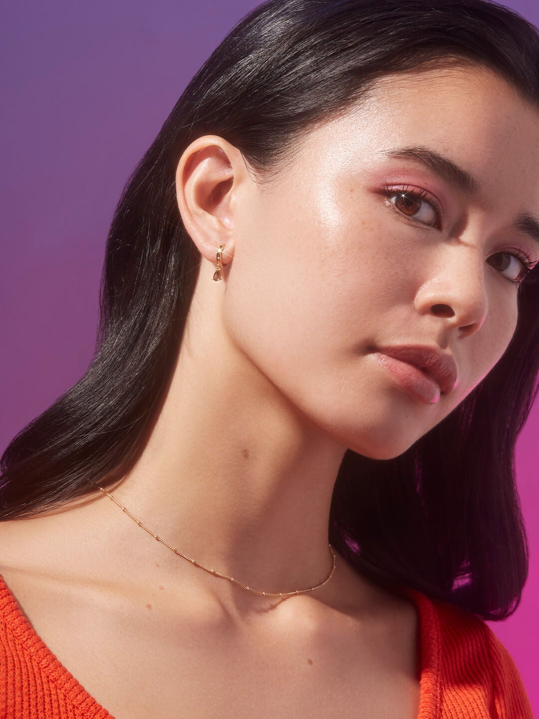 Ana Luisa Jewelry Earrings Huggie Hoop Mini Teardrop Earrings Emme Mini Rouge Gold