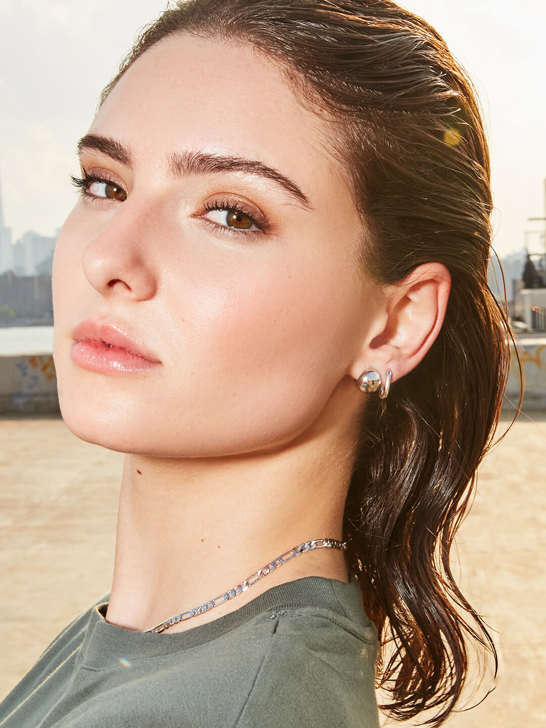 Ana Luisa Jewelry Earrings Huggies Silver Sphere Hoop Earrings Mini Abby Silver