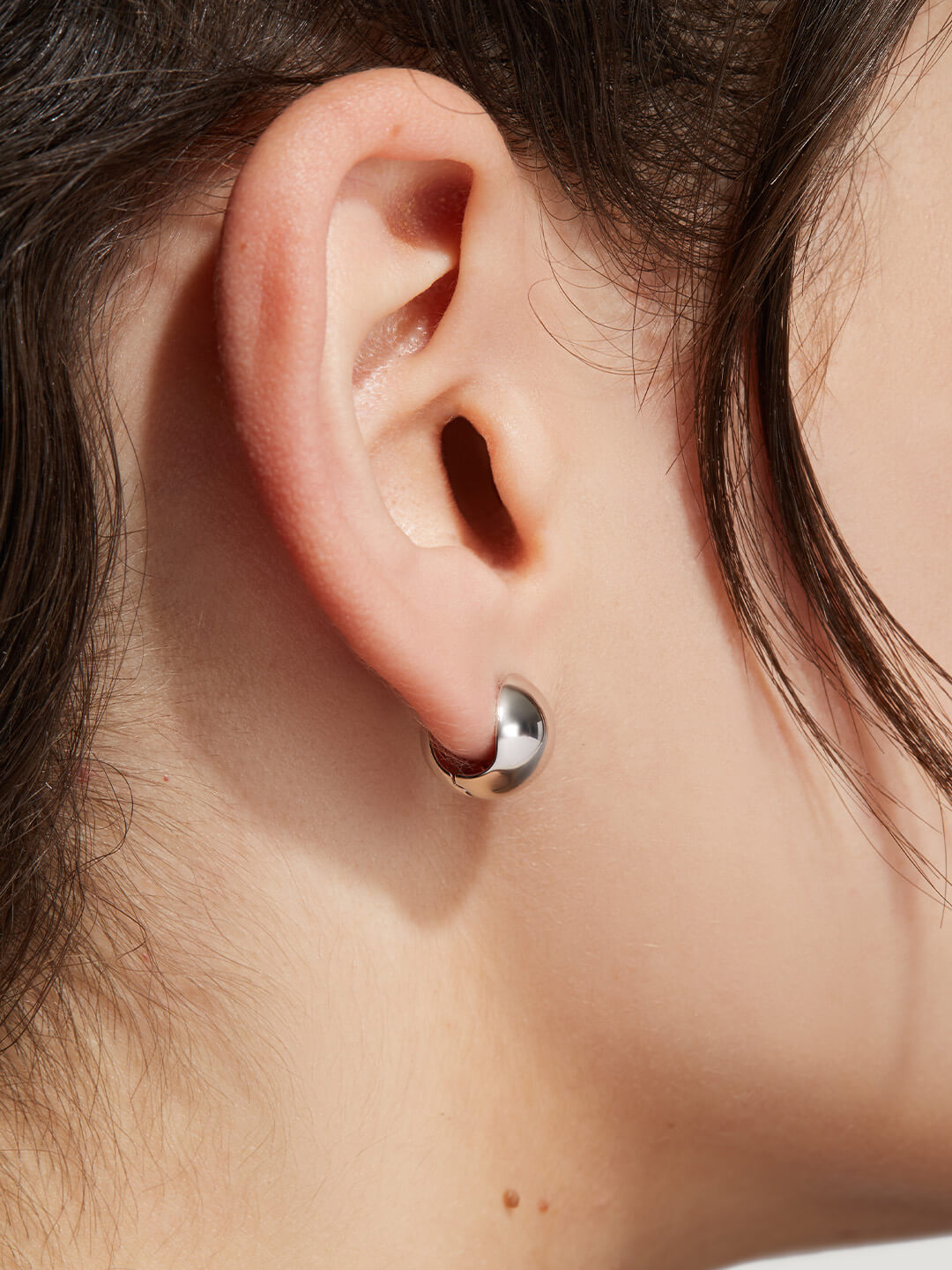 Ana Luisa Jewelry Earrings Huggies Silver Sphere Hoop Earrings Mini Abby Silver