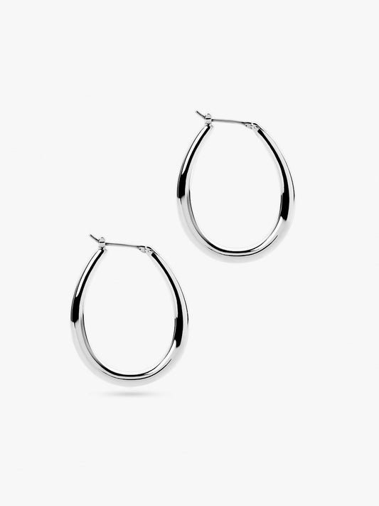 Ana Luisa Jewelry Earrings Medium Hoops Silver Hoop Earrings Cuidado Silver Rhodium