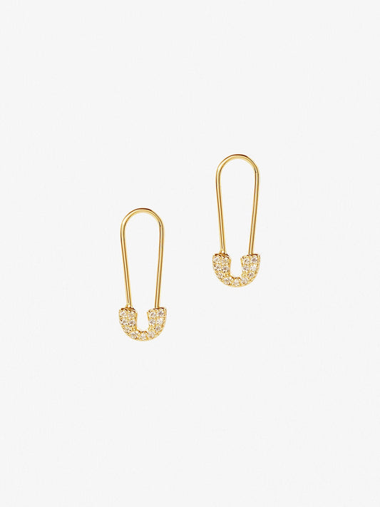 Ana Luisa Jewelry Earrings Pin Earrings Pave Safety Pin Earrings Dee Silver