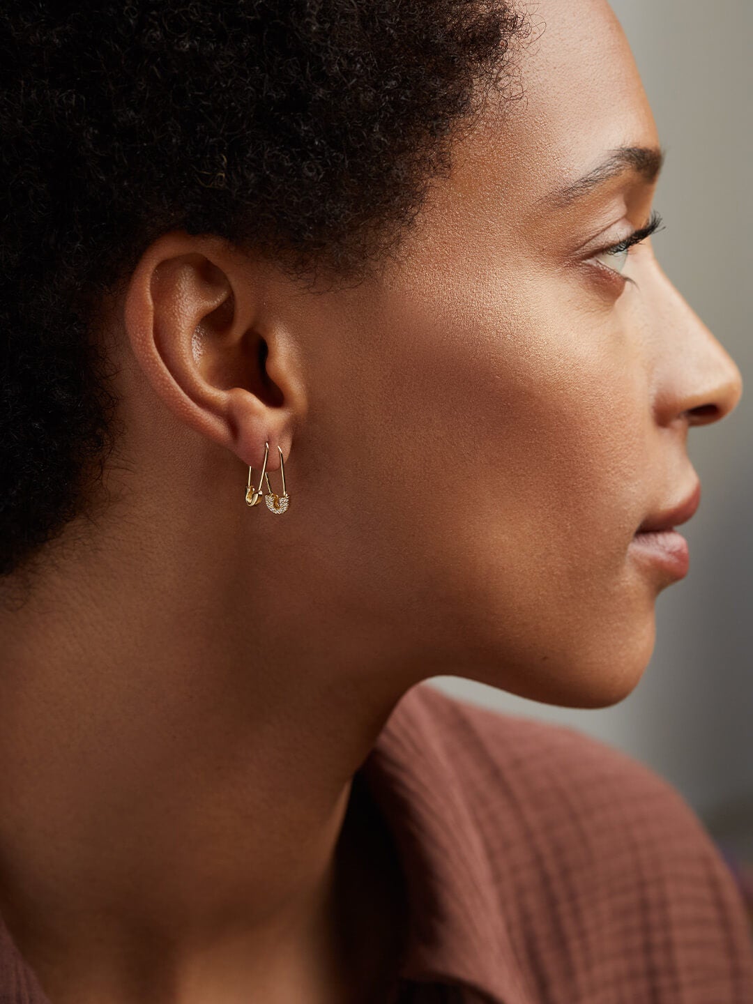 Pave Safety Pin Earrings - Dee
