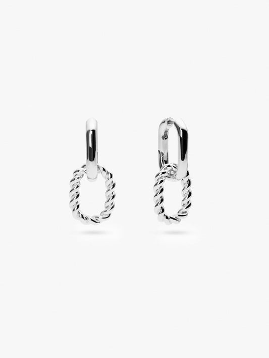 Ana Luisa Jewelry Earrings Small Hoops Double Hoop Earrings Ash Double Silver Rhodium