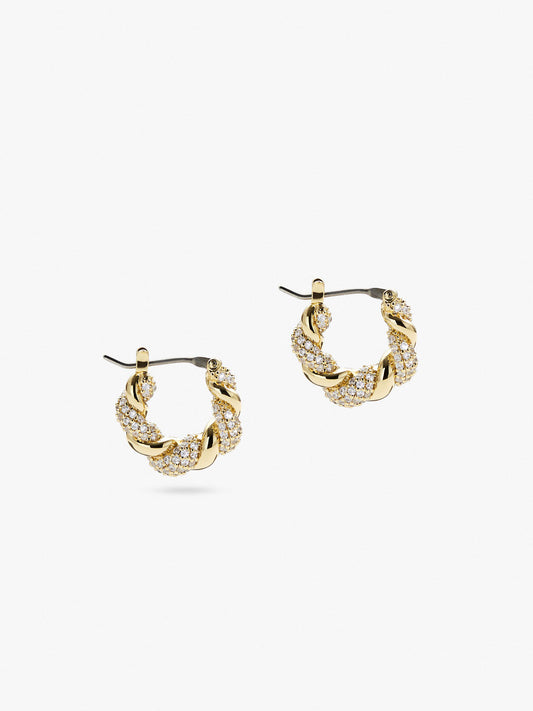 Ana Luisa Jewelry Earrings Small Hoops Twisted Hoop Earrings Paris Small Pave Gold