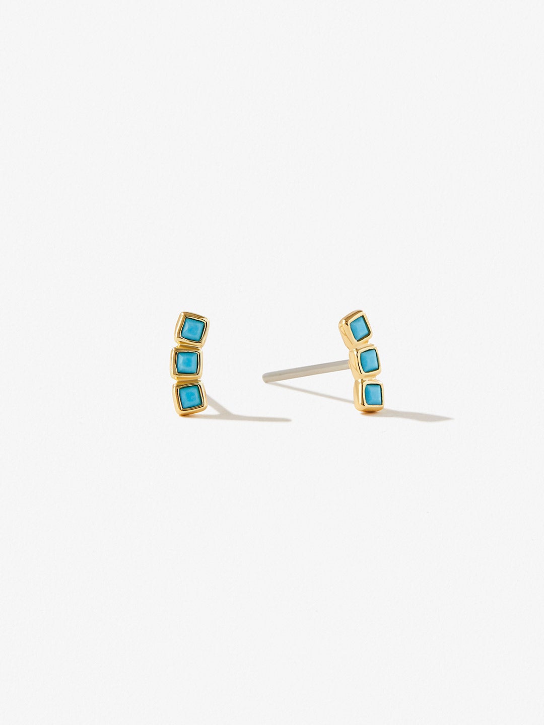 Ana Luisa Jewelry Earrings Stud Turquoise Stud Earrings Fan Turquoise Silver