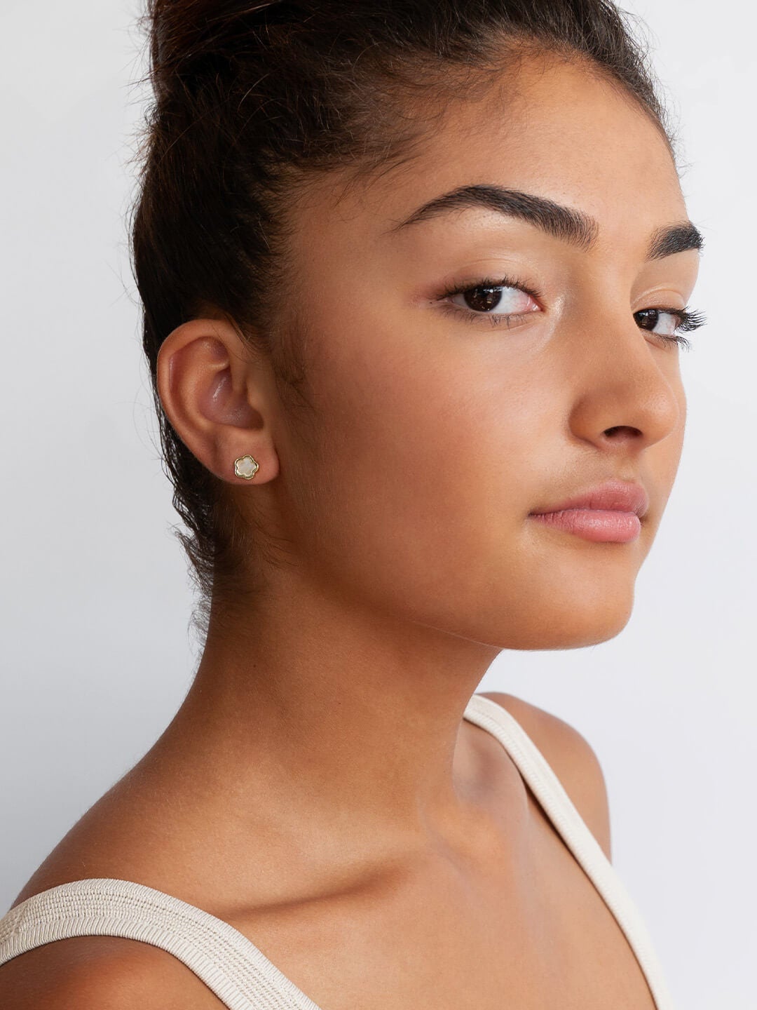 Ana Luisa Jewelry Earrings Studs Inlay Flower Studs Rei Mother of Pearl Silver