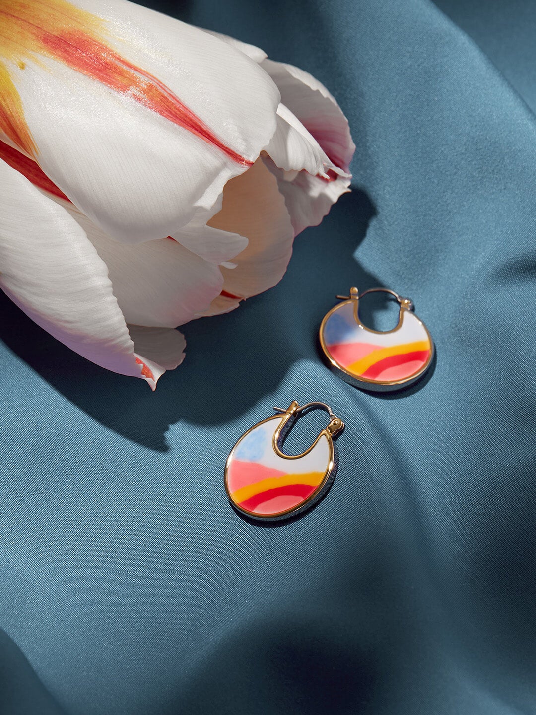 Ana Luisa Jewelry Hoop Earrings Enamel Disc Hoops Hana Sunset Gold