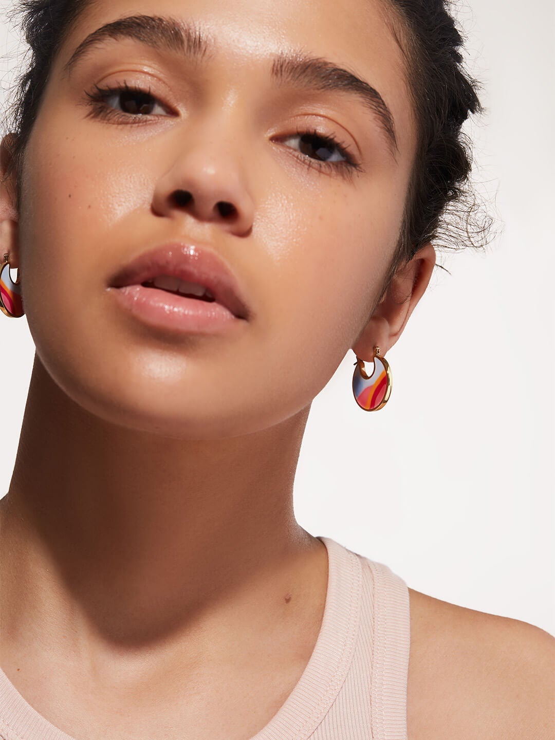 Ana Luisa Jewelry Hoop Earrings Enamel Disc Hoops Hana Sunset Gold