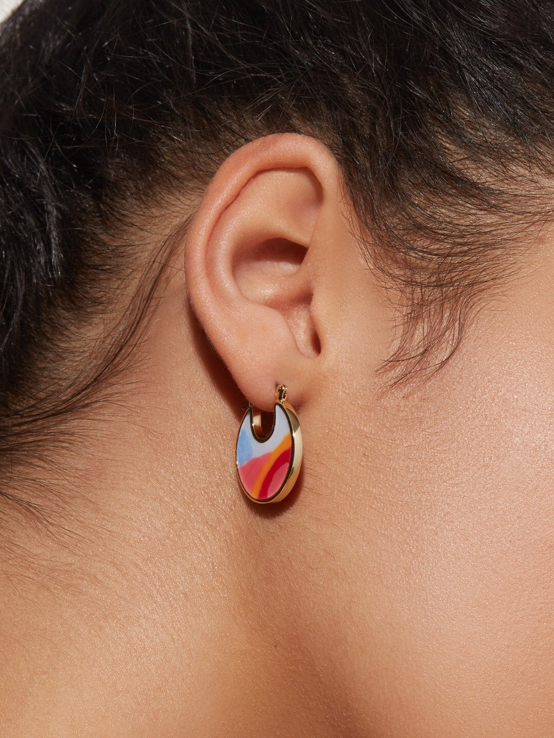 Ana Luisa Jewelry Hoop Earrings Enamel Disc Hoops Hana Sunset Gold