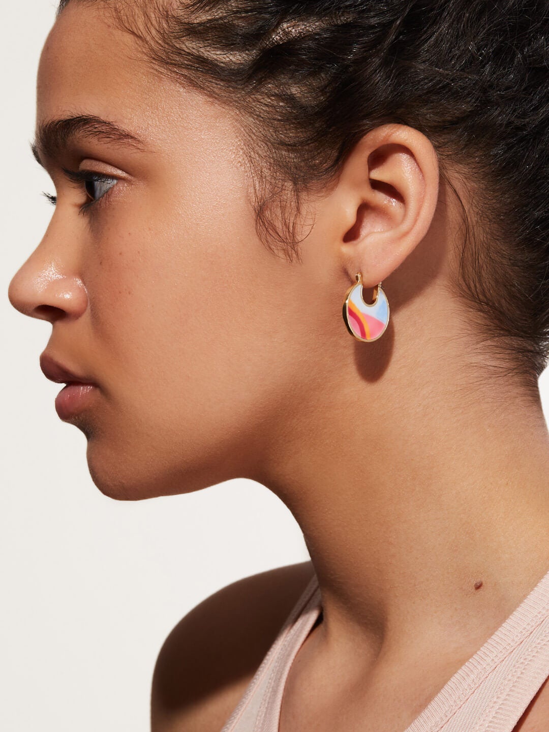 Ana Luisa Jewelry Hoop Earrings Enamel Disc Hoops Hana Sunset Gold