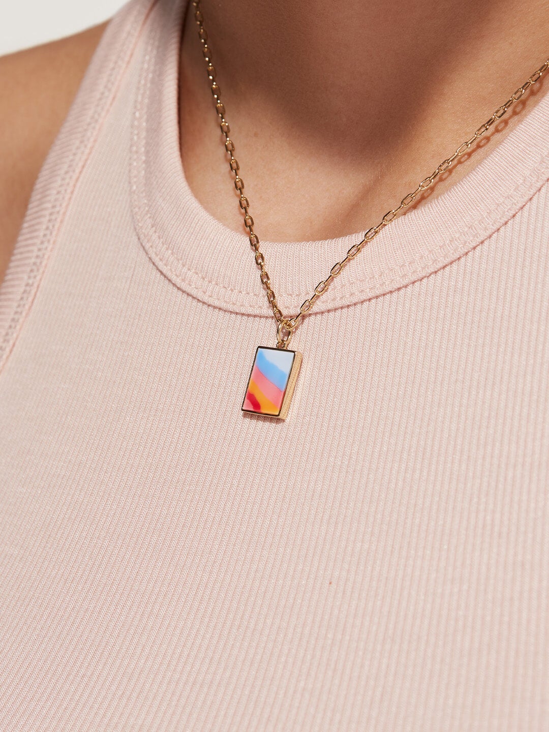 Ana Luisa Jewelry Necklace Pendant Necklace Enamel Pendant Elsa Sunset Gold