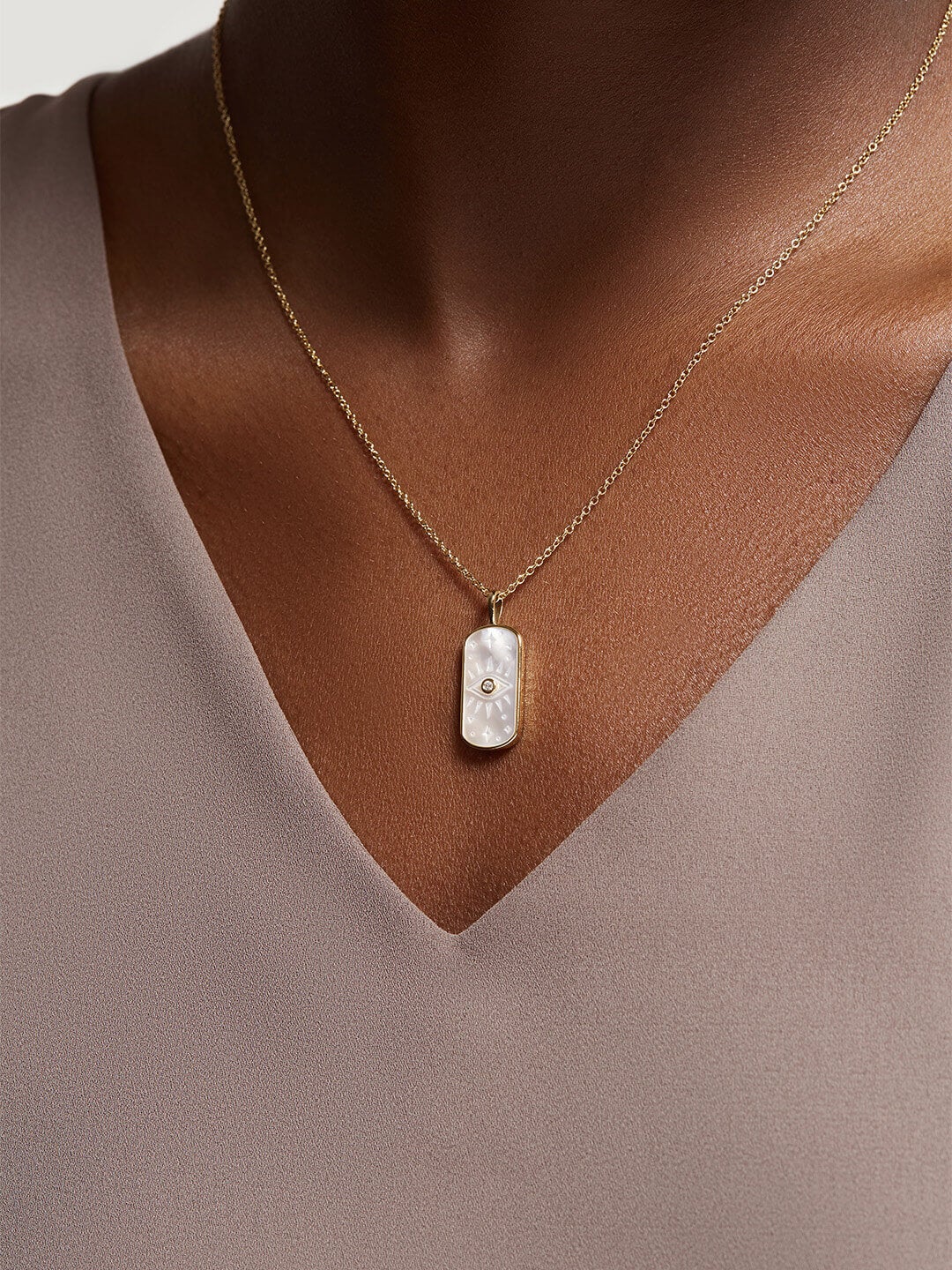 Ana Luisa Jewelry Necklace Pendant Necklace Engraved Pearl Necklace Fortuna Gold