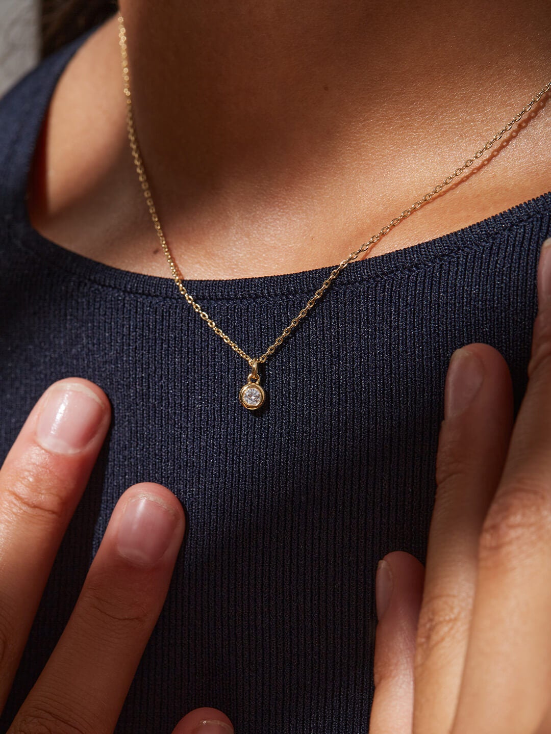 Ana Luisa Jewelry Necklace Pendant Necklace Round Stone Pendant Selina Gold