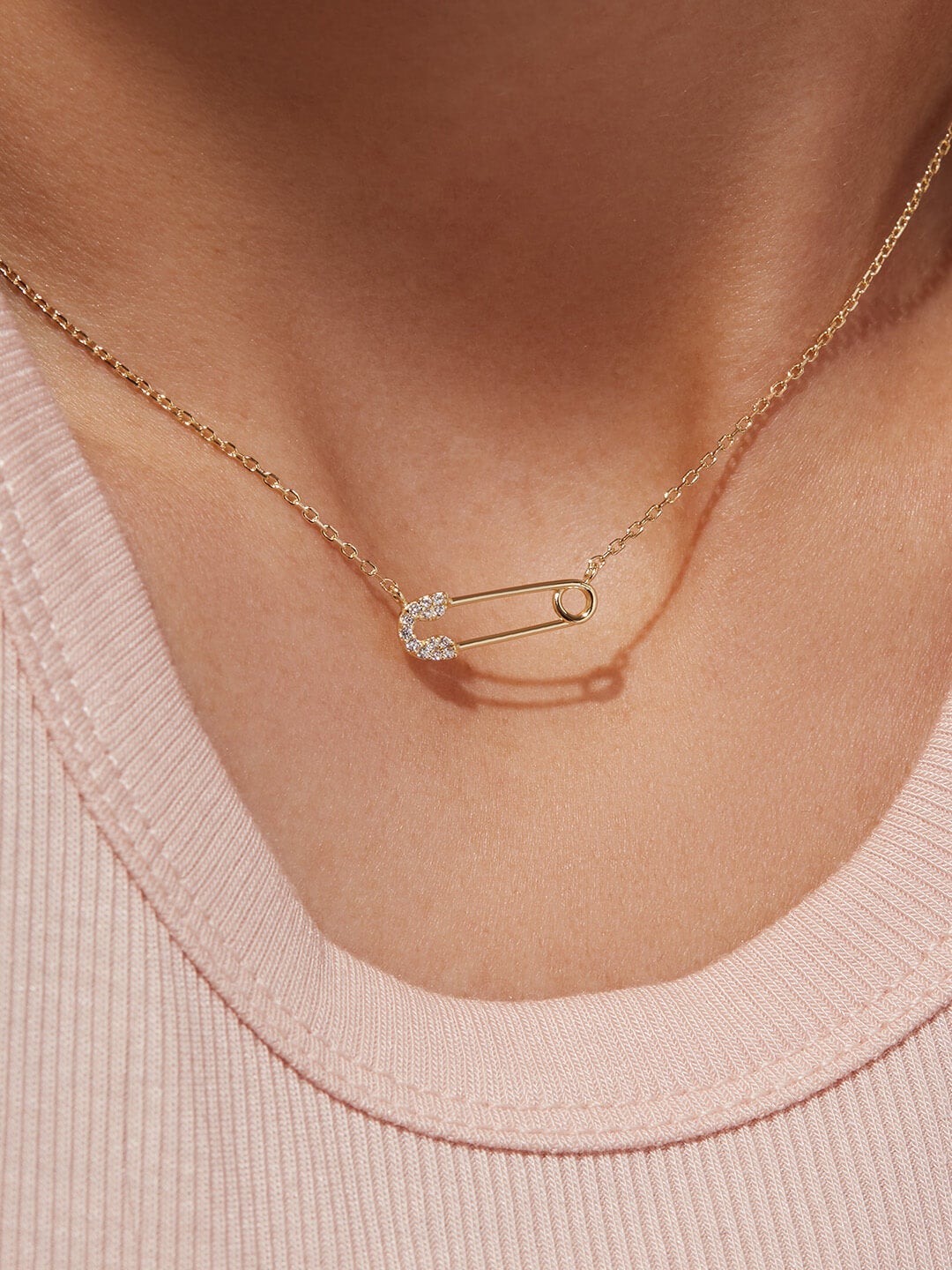 Ana Luisa Jewelry Necklaces Pendant Neckace Pave Safety Pin Necklace Dee Pendant Silver