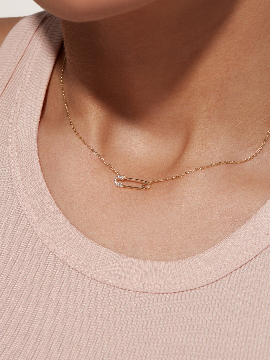Ana Luisa Jewelry Necklaces Pendant Neckace Pave Safety Pin Necklace Dee Pendant Silver