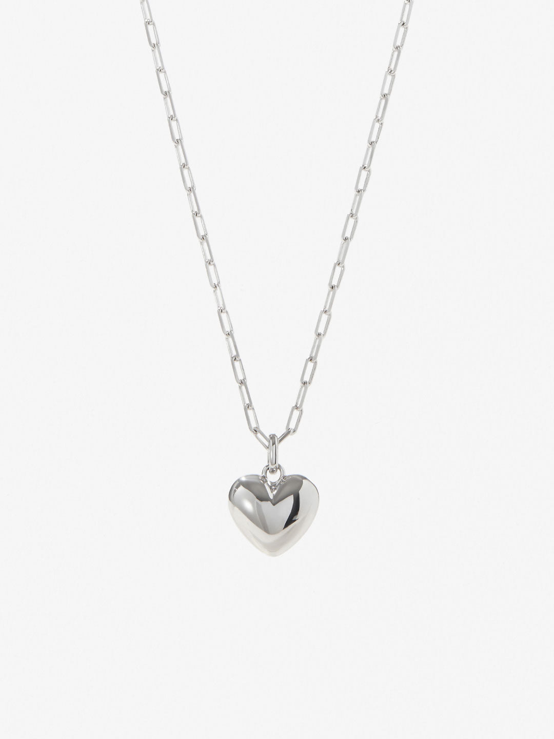 Ana Luisa Jewelry Necklaces Pendants Puffed Heart Necklace Lev Silver Rhodium