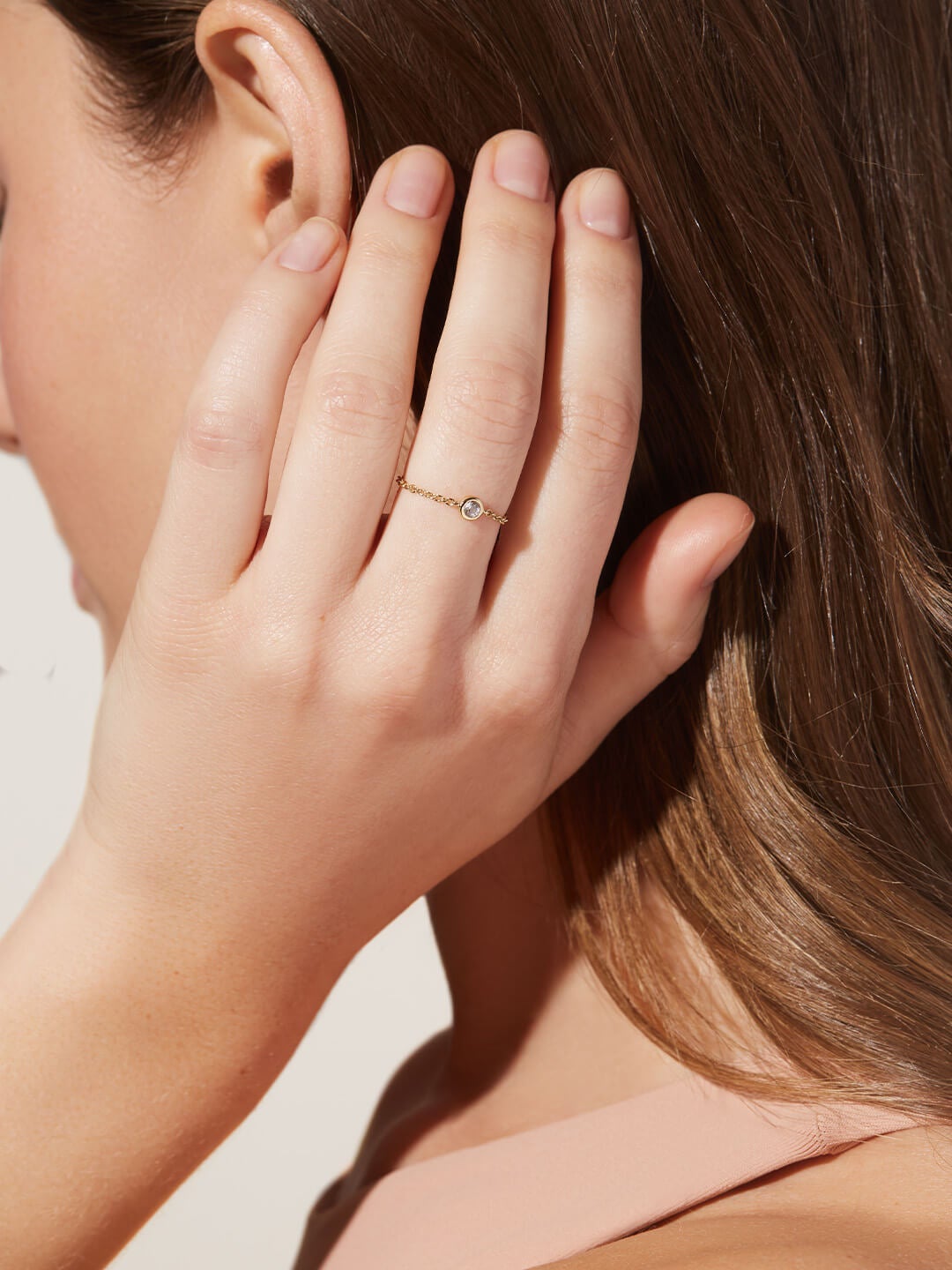 Ana Luisa Jewelry Ring Chain Rings Chain Ring with Topaz Jenna Silver