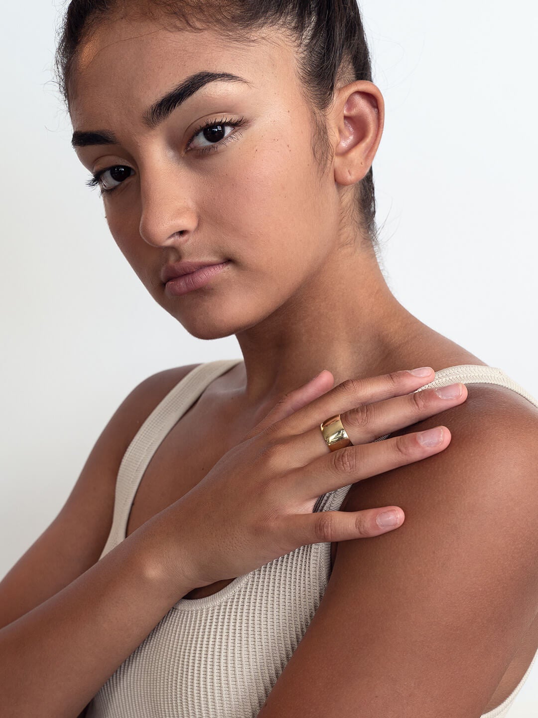 Ana Luisa Jewelry Rings Band Ring Wide Cigar Band Ring Wade Gold