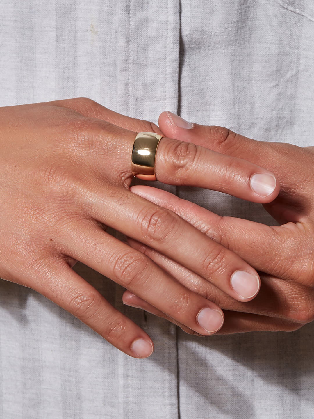 Ana Luisa Jewelry Rings Band Ring Wide Cigar Band Ring Wade Gold