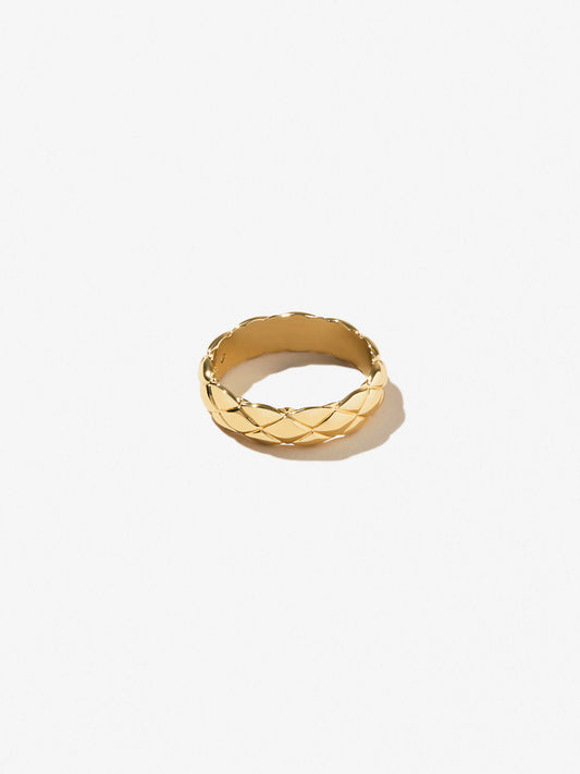 Ana Luisa Jewelry Rings Medium Bands Quilted Ring Zeta Gold