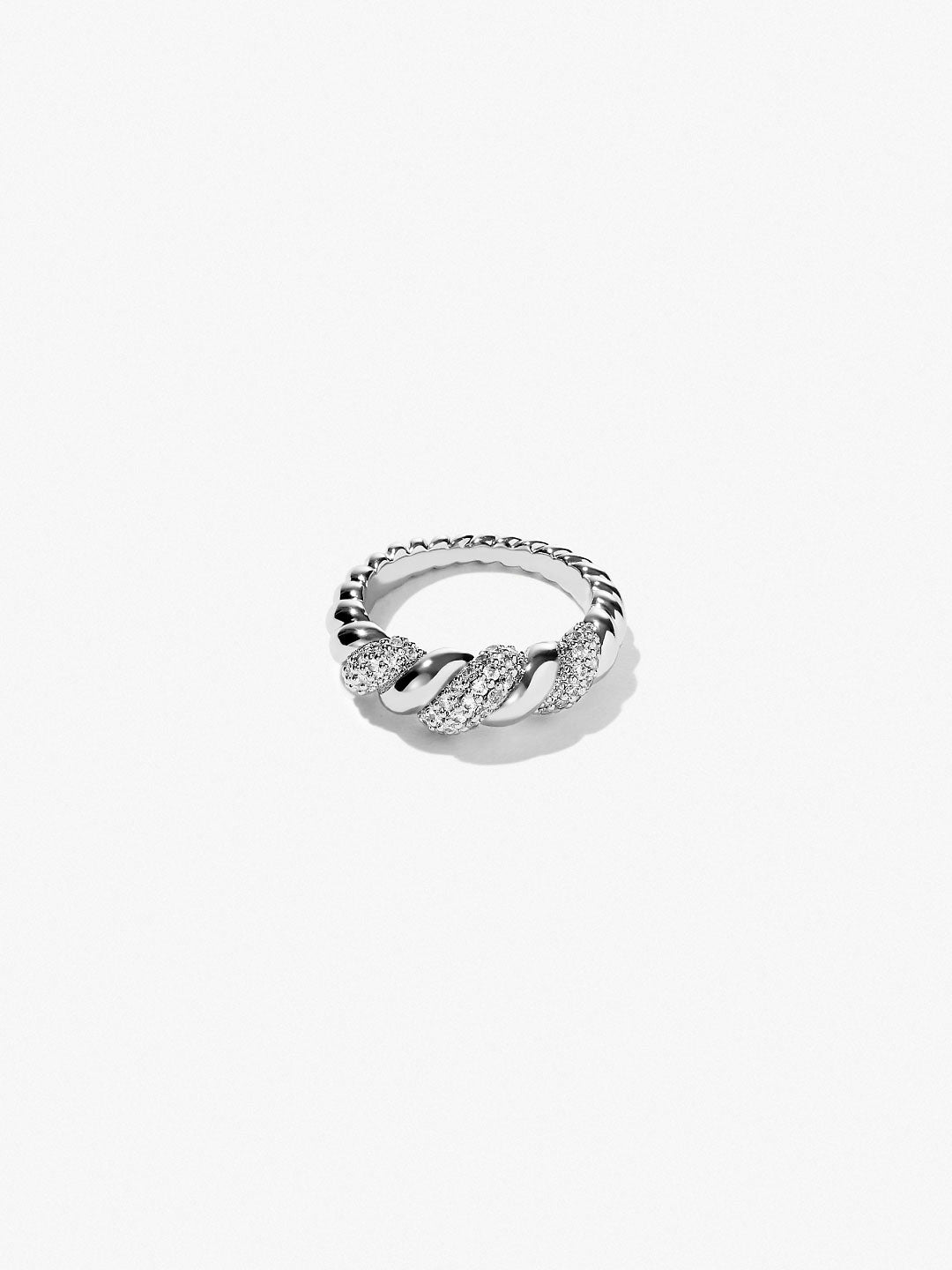 Ana Luisa Jewelry Rings Medium Bands Rope Ring Rope Pave Silver Rhodium