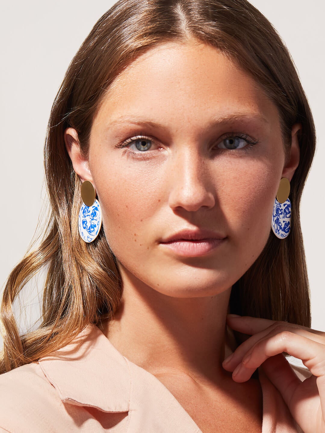 Ana Luisa Jewelry Earrings Hoop Earrings Kinoko Marble Gold Blue