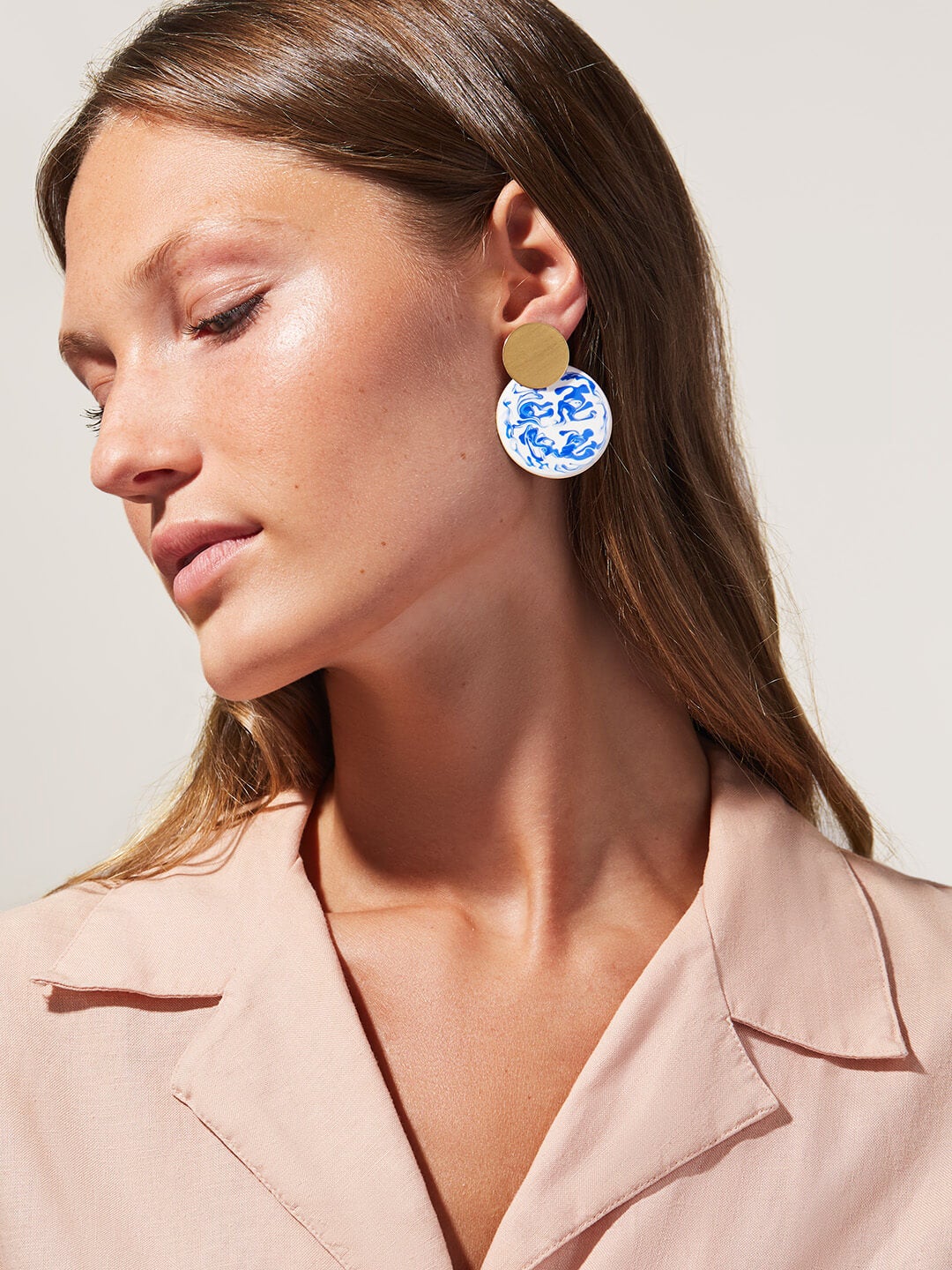 Ana Luisa Jewelry Earrings Hoop Earrings Kinoko Marble Gold Blue