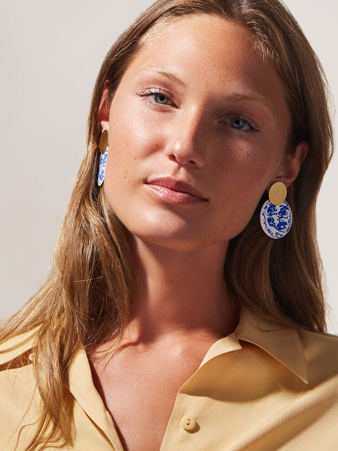 Ana Luisa Jewelry Earrings Hoop Earrings Kinoko Marble Gold Blue