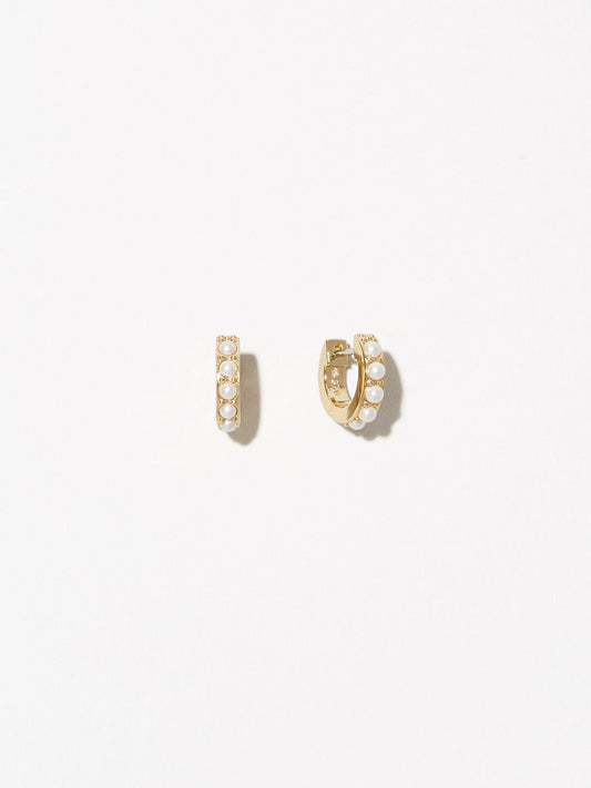 Ana Luisa Jewelry Earrings Huggie Earrings Pearl Huggie Hoops Ashley Silver