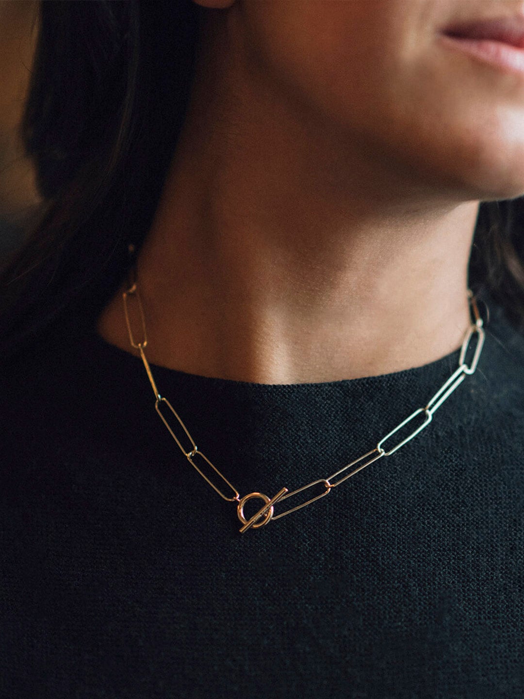 Ana Luisa Necklaces Layered Necklace Paper Clip Chain Necklace Alyssa Sterling Silver Gold