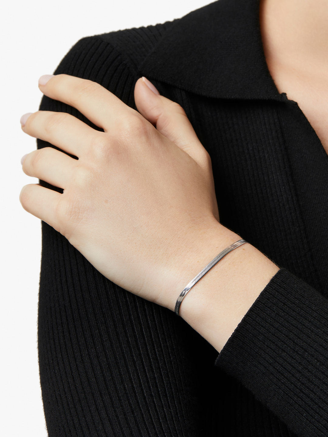 Ana Luisa Jewelry Bracelets Medium Chains Herringbone Bracelet Atlas Silver Stainless Steel