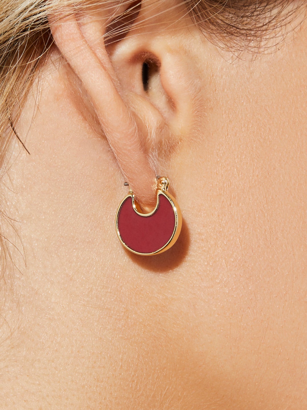 Ana Luisa Jewelry Earring Hoops Mini Hoop Earrings Mini Hana Burgundy Gold