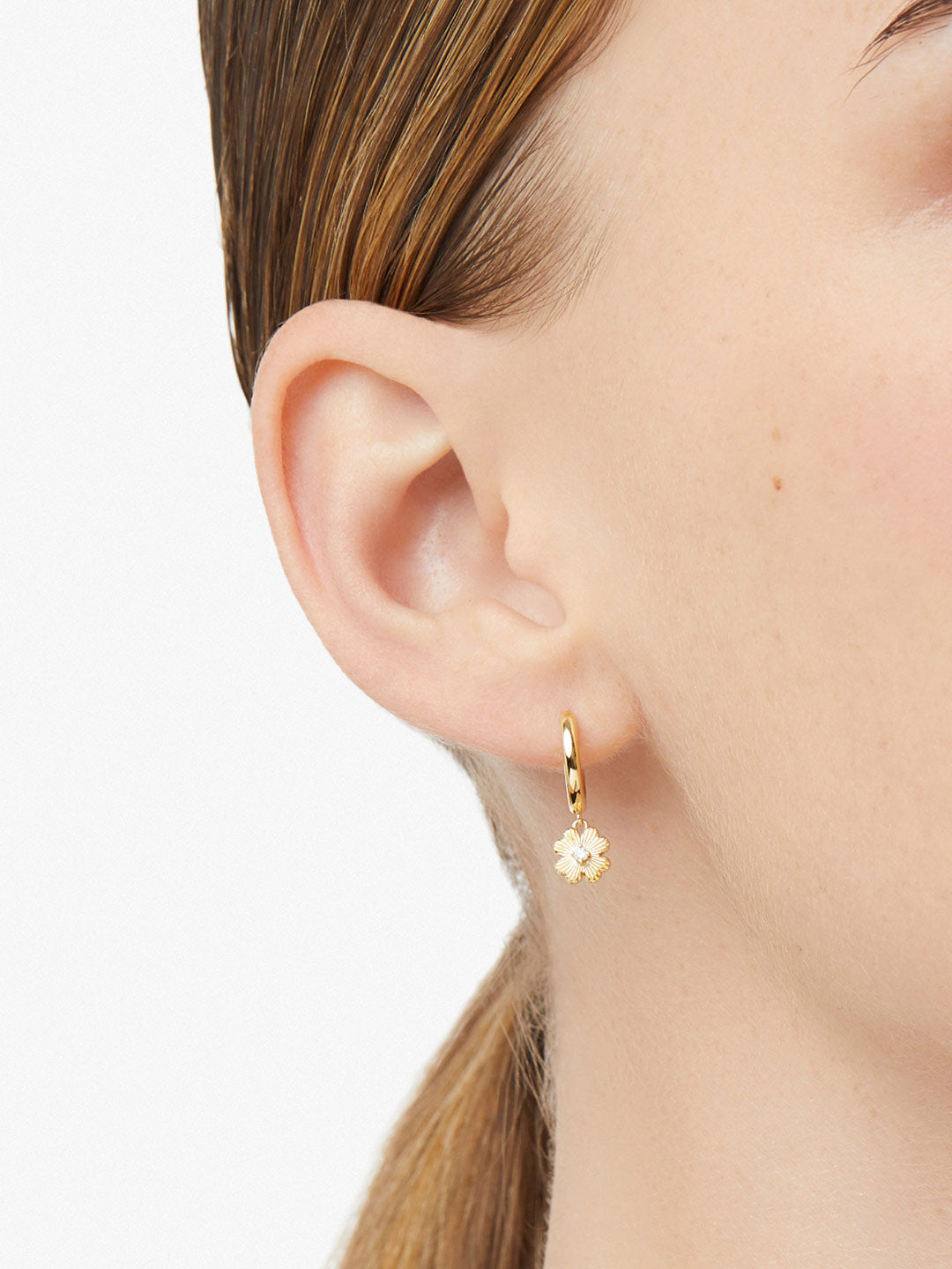 Ana Luisa Jewelry Earrings Huggie Clover Earrings Karma Silver