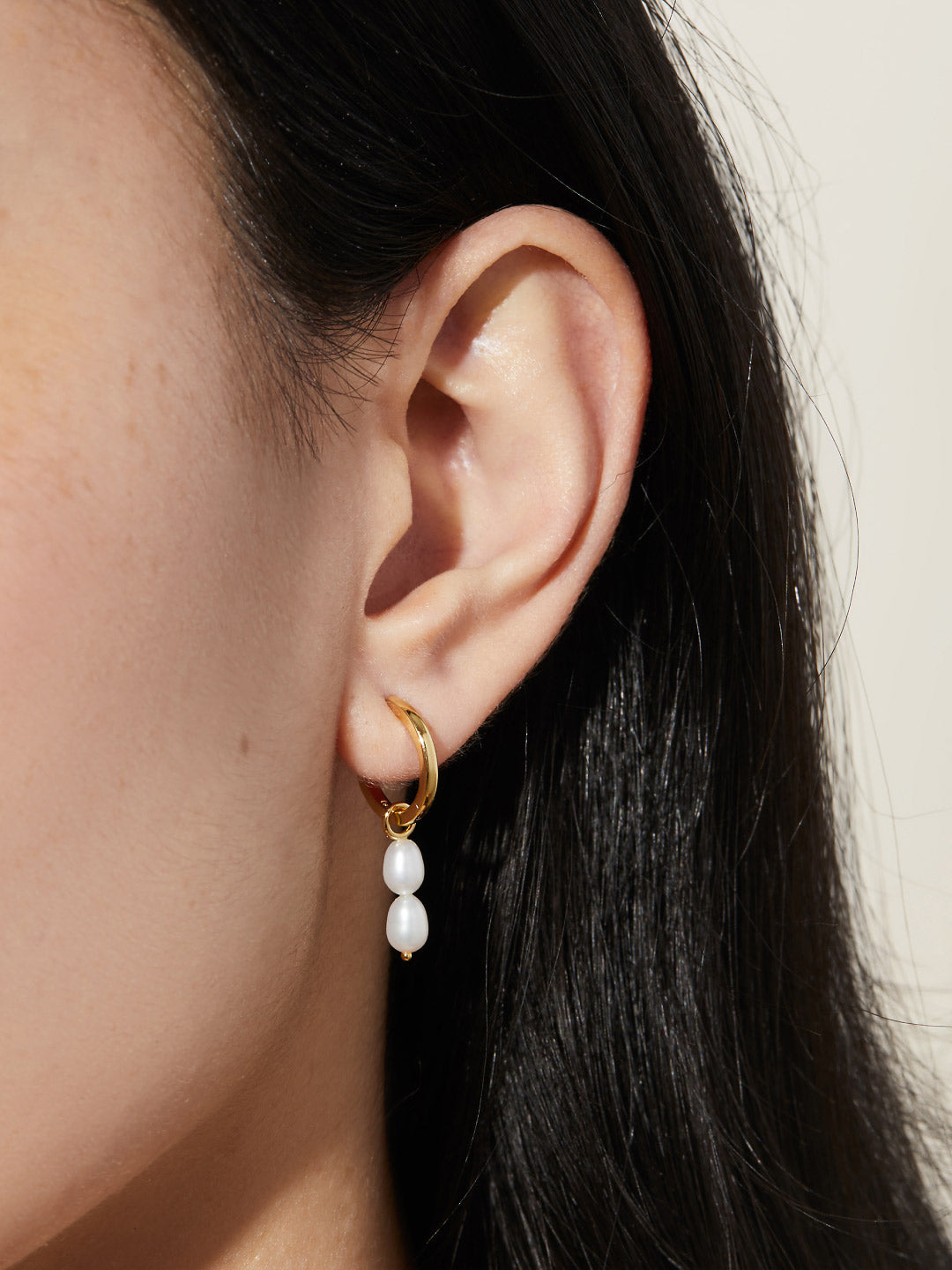 Ana Luisa Jewelry Earrings Huggie Pearl Huggie Hoops Double Frida Gold