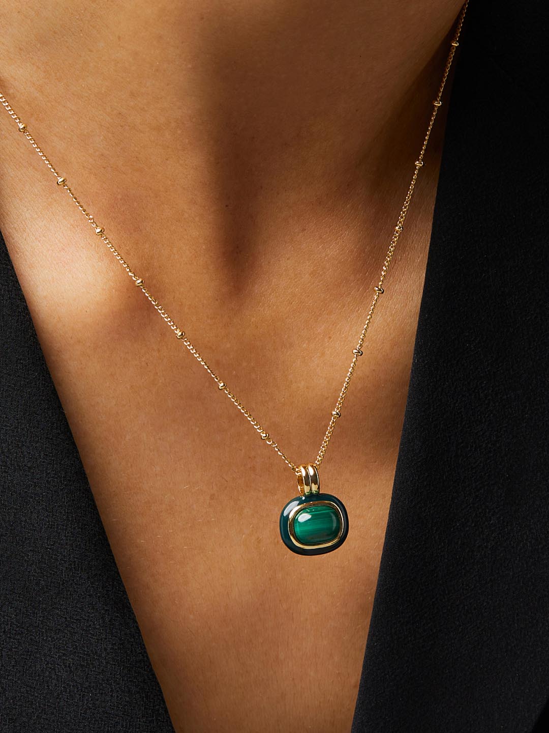 Ana Luisa Jewelry Necklaces Medium Chains Gold Statement Necklace Kensie Malachite Gold