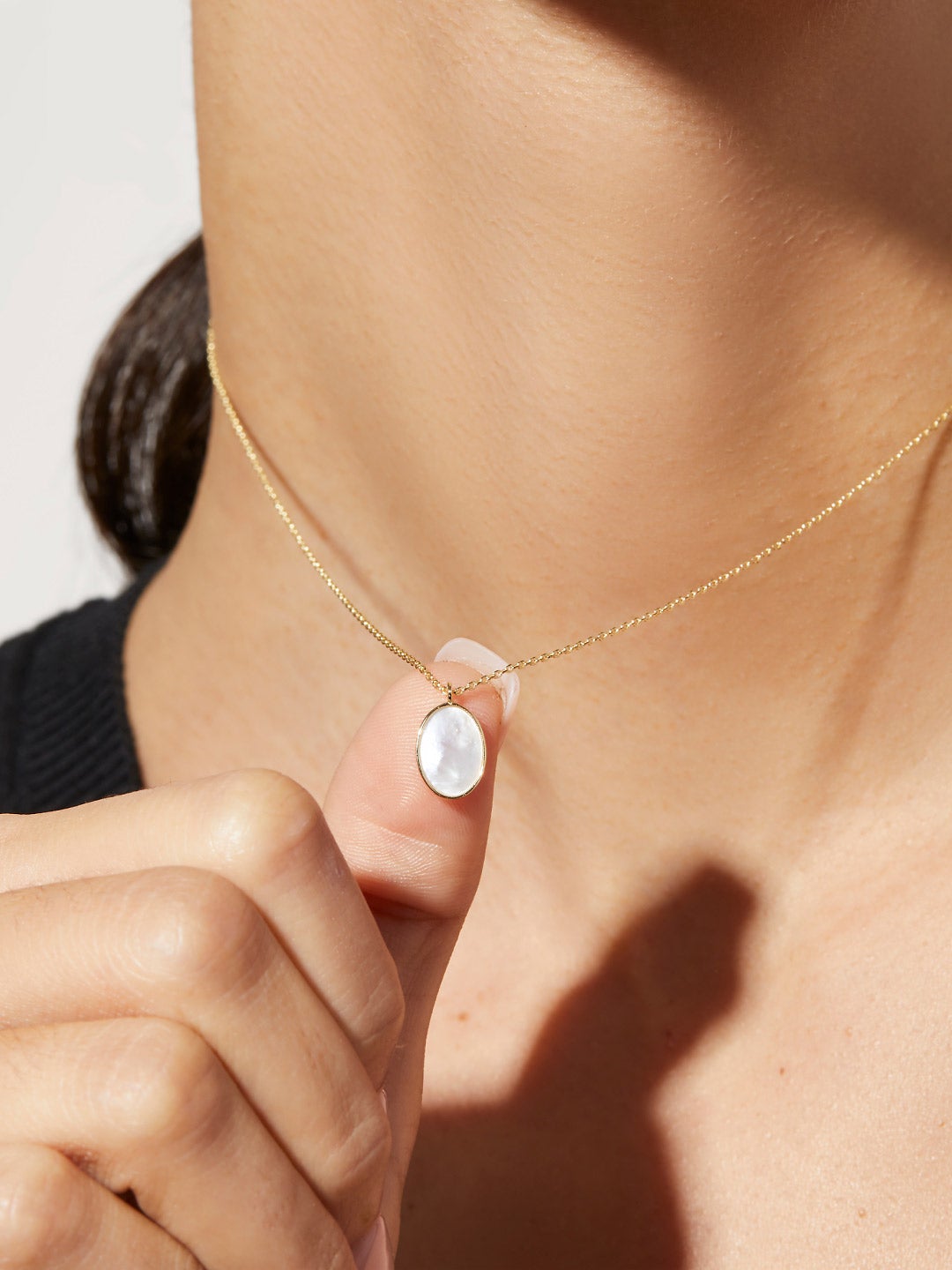 Ana Luisa Jewelry Necklaces Pendants Mother Of Pearl Necklace Vinta Oval Silver