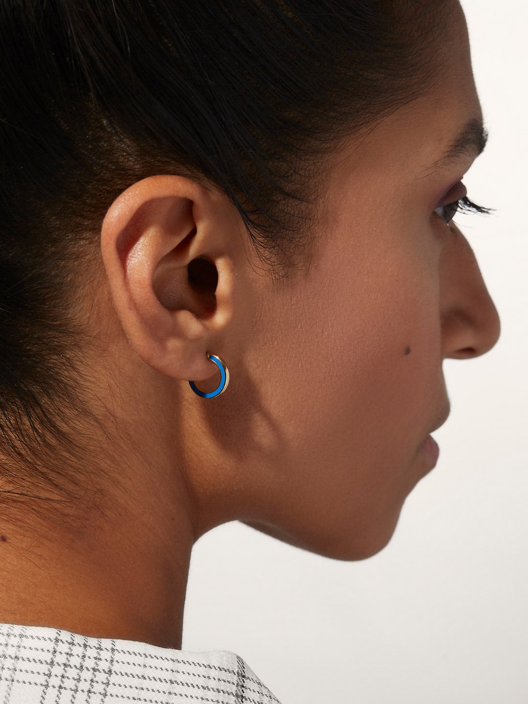 Ana Luisa Jewelry Earring Small Hoops Mini Hoop Earrings Cori Blue Gold