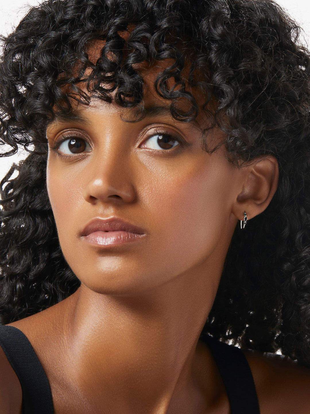 Ana Luisa Jewelry Earrings Huggie Open Hoop Earrings Leigh Black Silver Silver